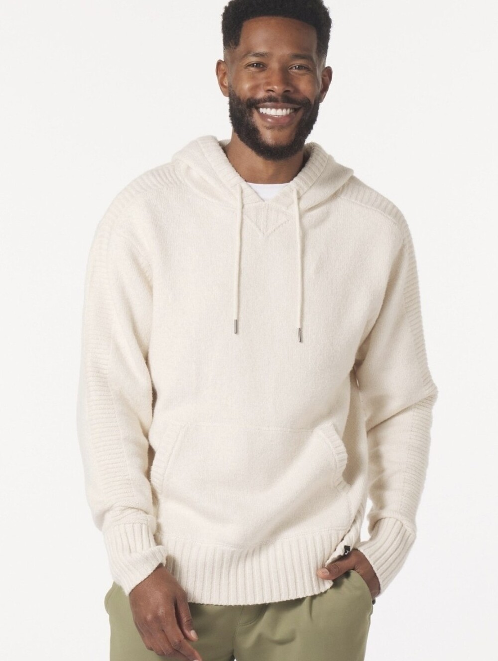 Glyder Knit Up Hoodie Oatmilk XL Mens Unisex Oversized Sweater Cozy Athleisure